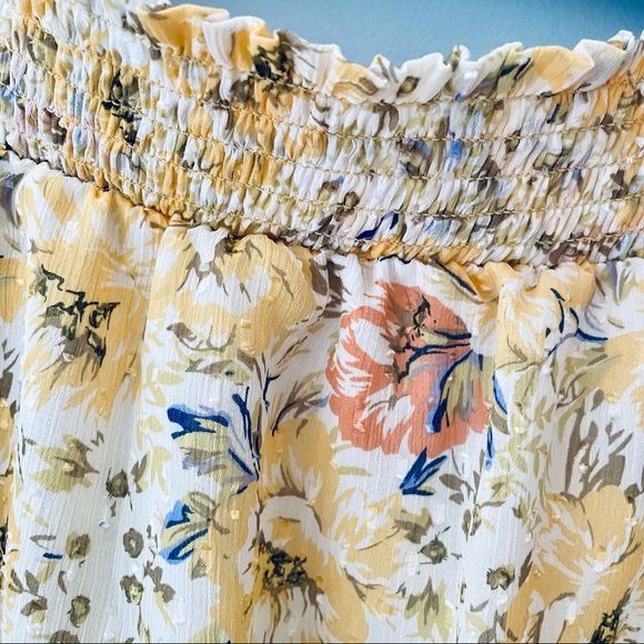 Joie Off the Shoulder Swiss Dot Top - Yellow Floral - Picture 3 of 9